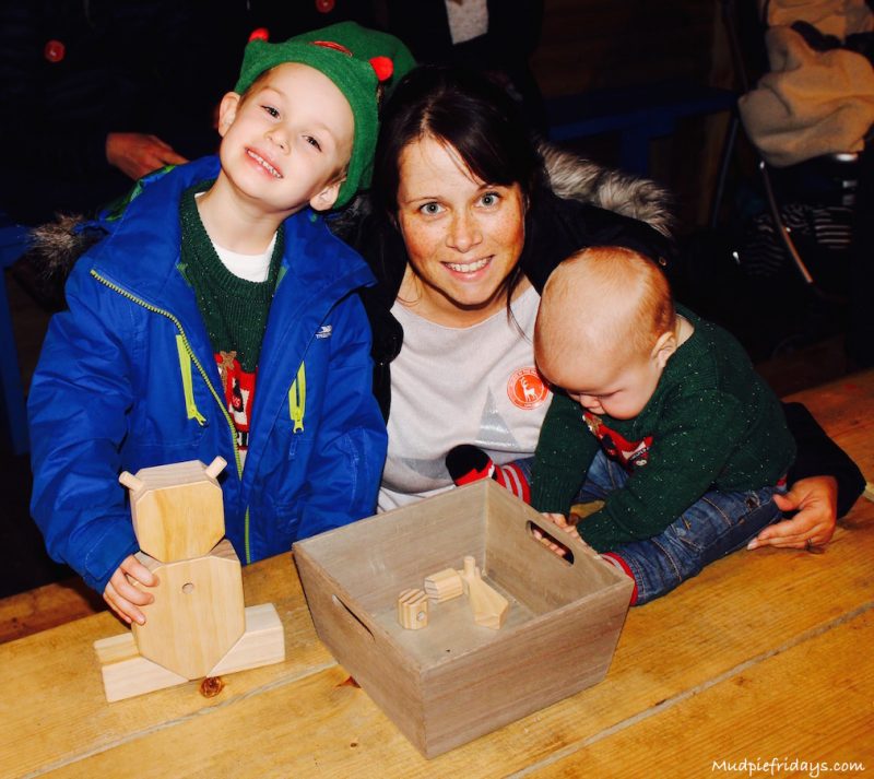 Making a wooden toy at Santas workshop Lapland UK