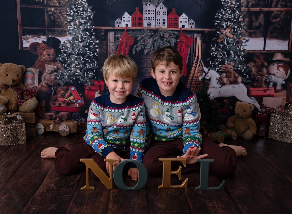 Christmas family traditions of taking a festive photo of the boys