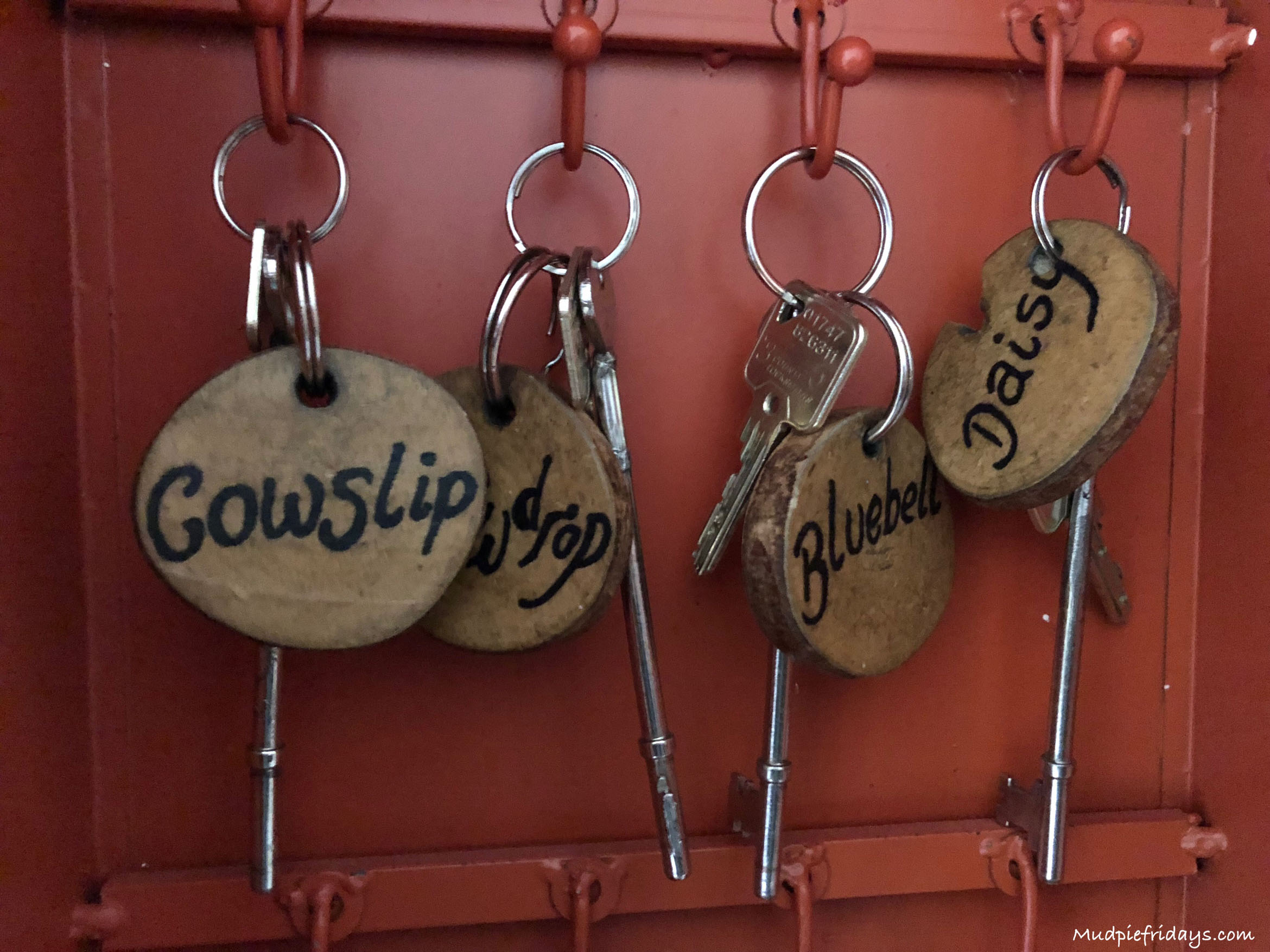 keys for the yurts all lined up