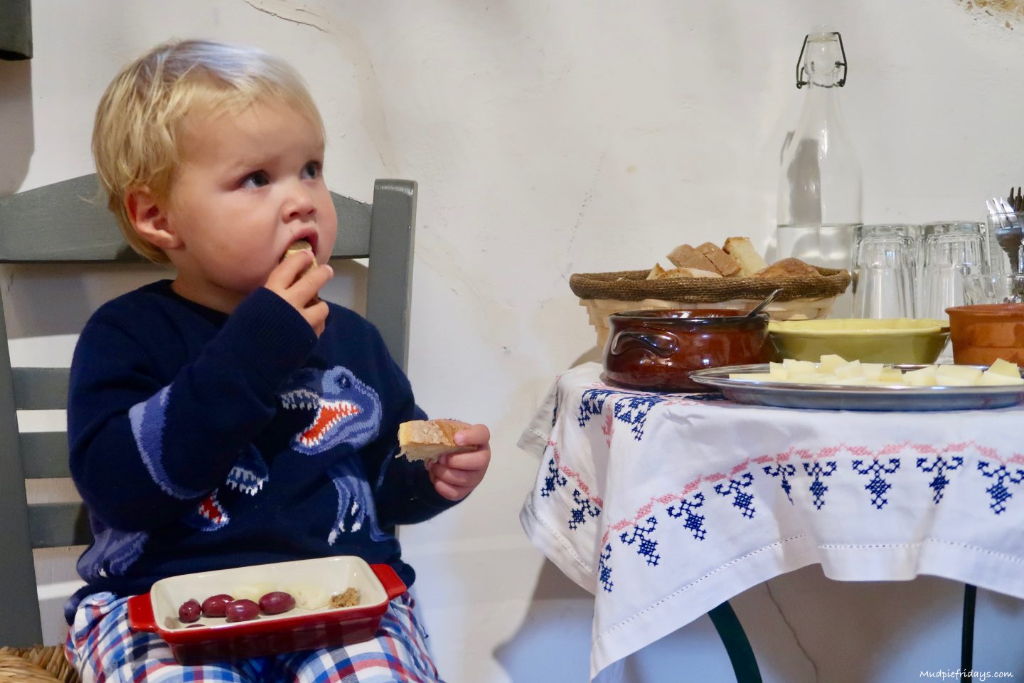 Harry trying out the nibbles in Crete