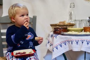 Harry trying out the nibbles in Crete
