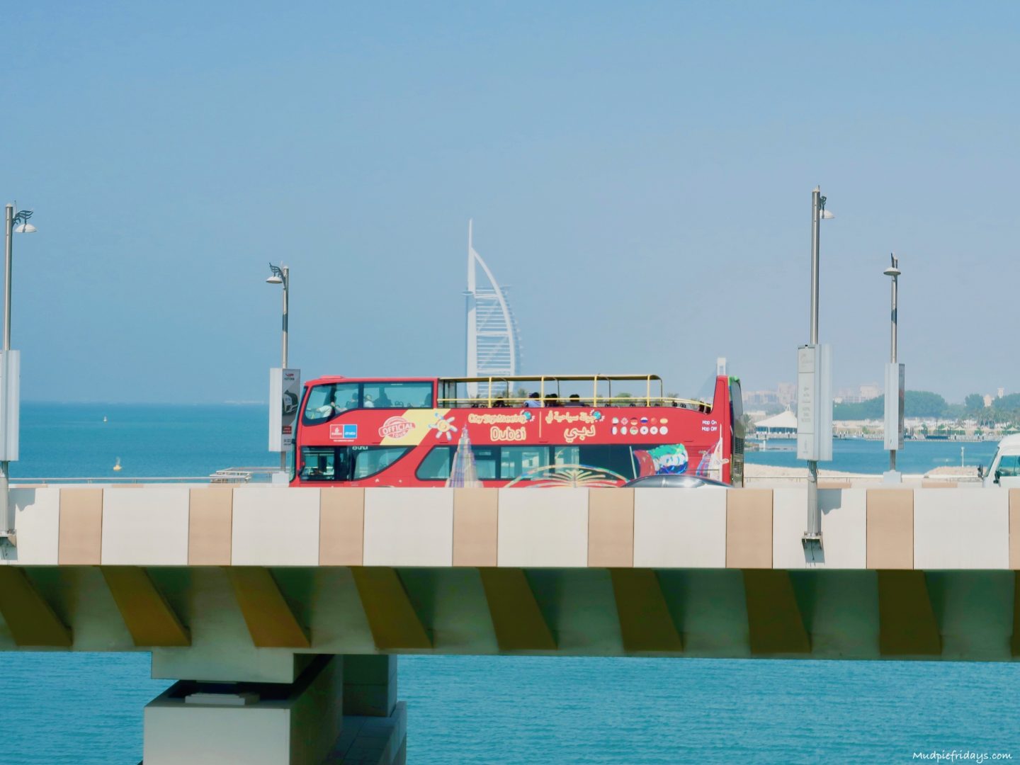 How to get around in Dubai - tourist bus on one of the many bridges