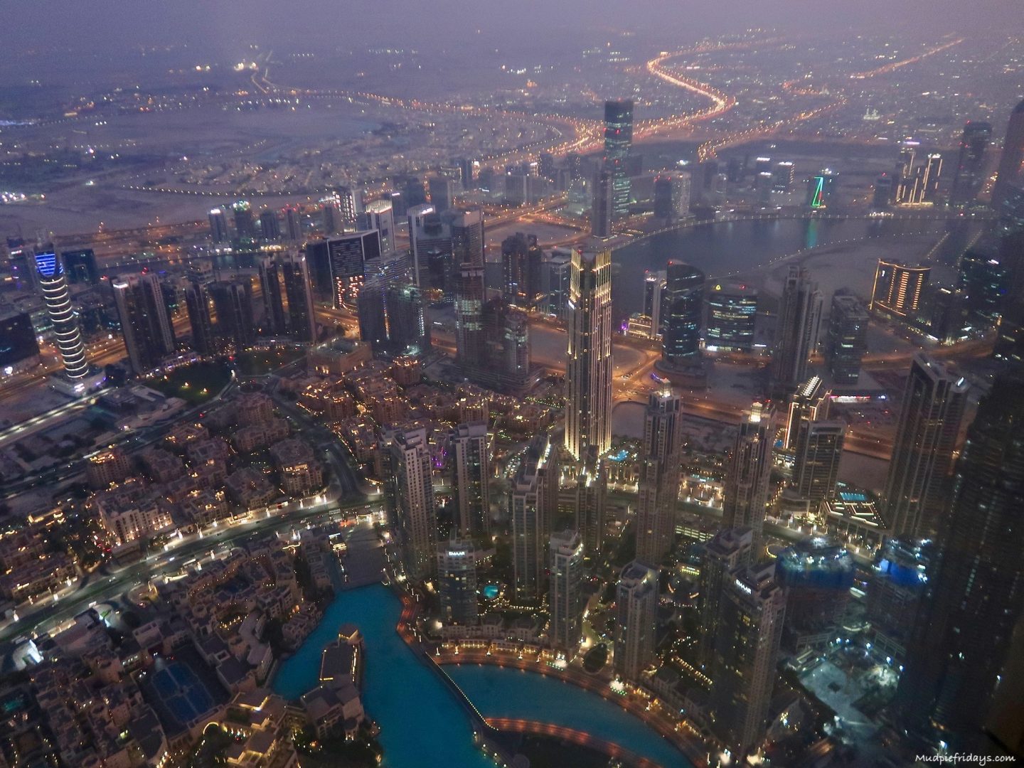 125th Floor Burj Khalifa with the buildings all lit up