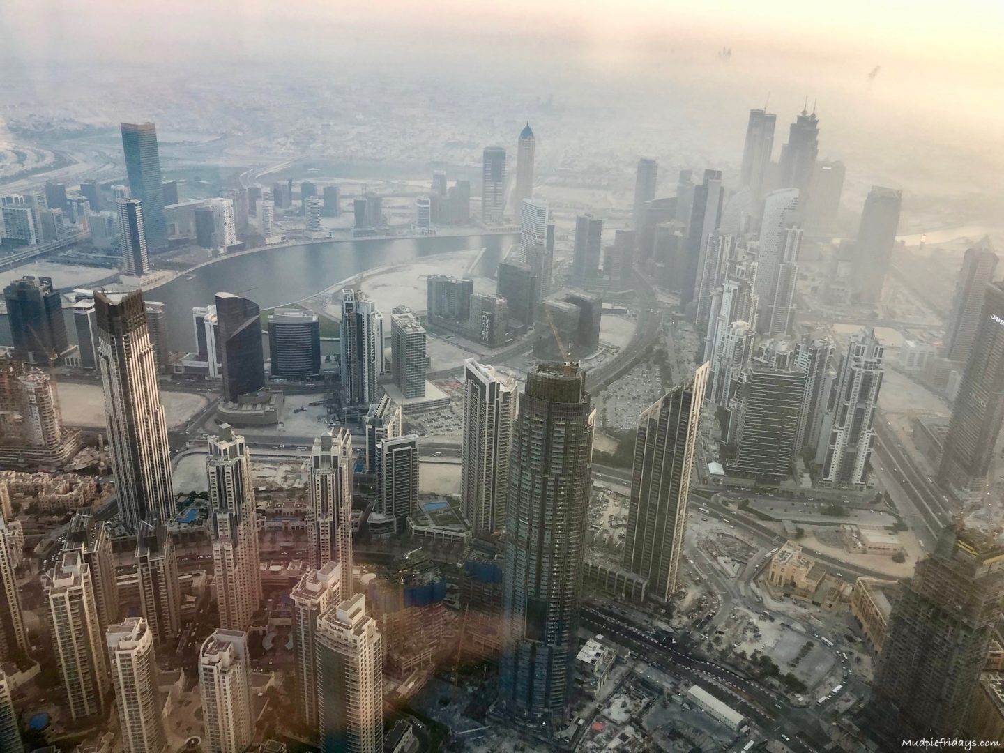 Looking down on the other skyscrapers in Dubai from the highest building in the world