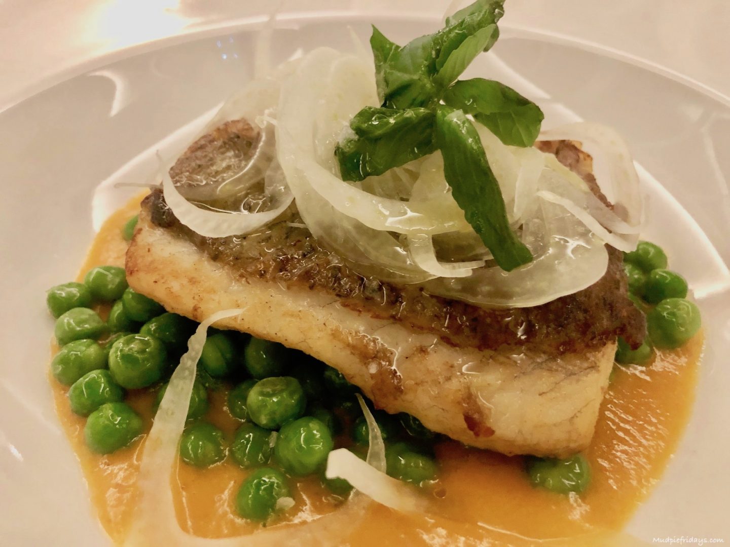 A main course of seabass at the Rooftop Restaurant at the Burj Khalifa