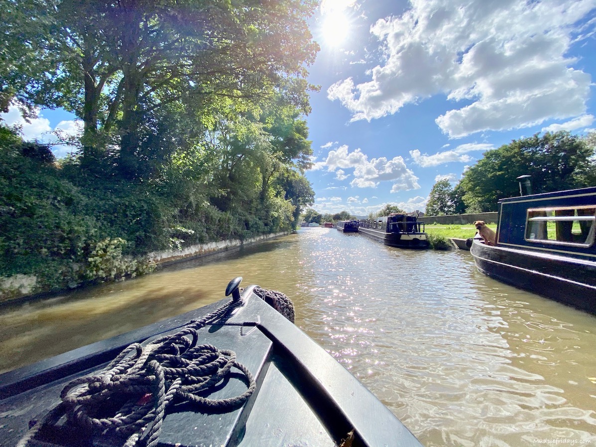 the front of a narrowboat as we navigate the canals on our canal holidays