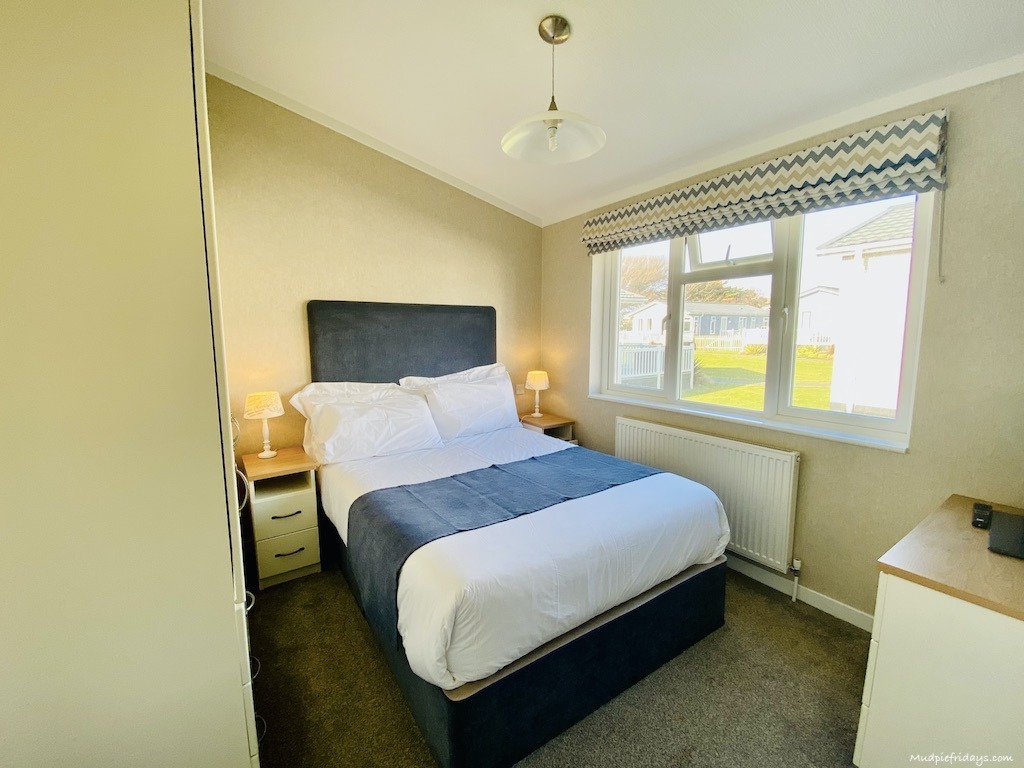 The master bedroom at Croyde Bay resort in a 3 bedroom lodge