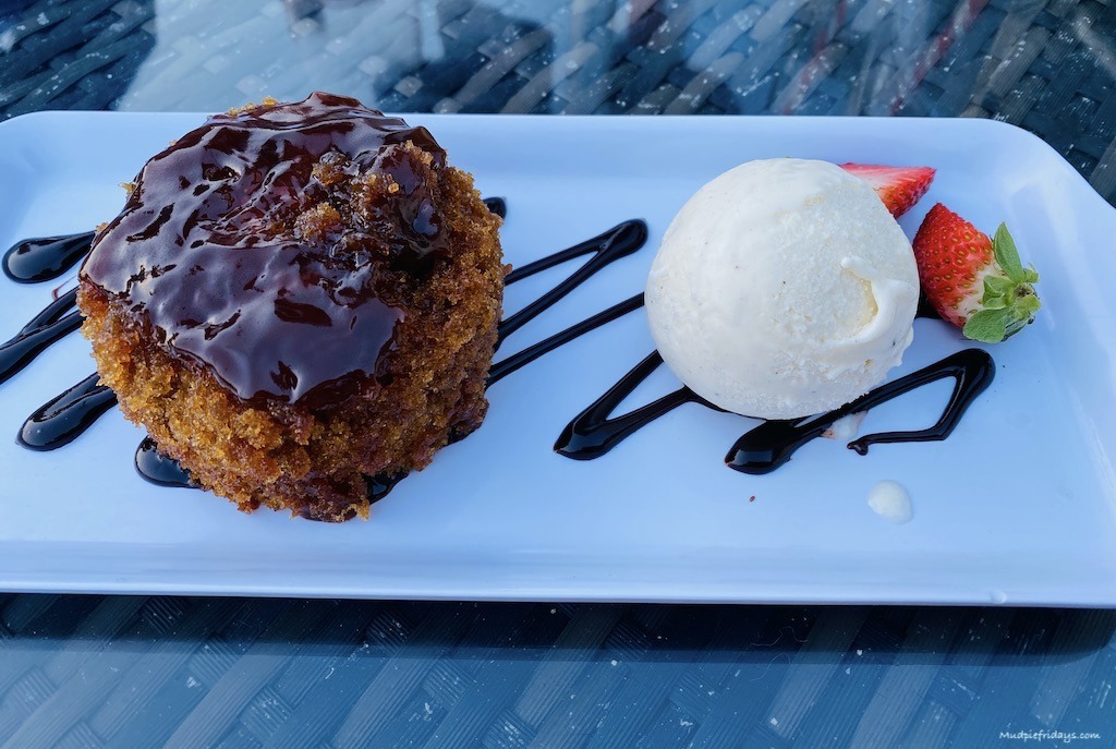 Sticky toffee pudding at the Bay restaurant