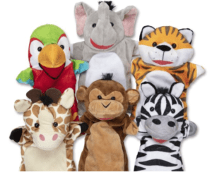 Hand Puppets - Set of 6 Safari Animals