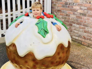 Harry enjoying the photo opportunities at Thomas Land at Christmas