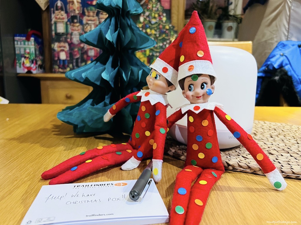 elf on the shelf getting up to mischief