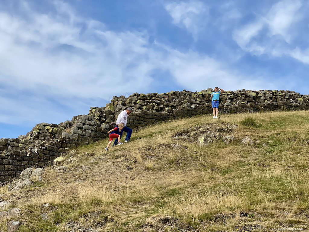 Climbing up at Walltown Crags Northumberland