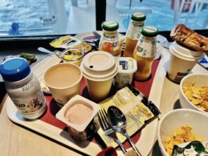 continental breakfast on the Galicia, Portsmouth to santander ferry