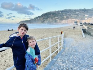 Arriving into Santander in Feb half term beach front at dusk