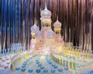 The set up for the Yule tide ball at Harry Potter World UK