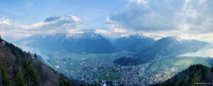 The view of Lake Brienz and Lake Thun from the viewing platform at Harder Kulm top of Interlaken