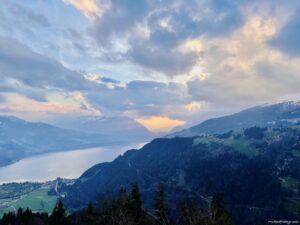 sun set at Harder Kulm on a cloudy spring evening