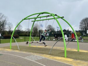 some of the play equipment at Verulamium park in St Albans