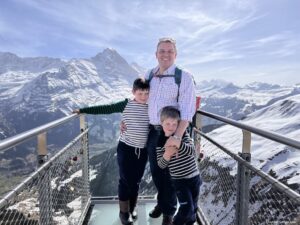 Viewing platform at the Grindelwald First Cliff Walk with the mountains in the background