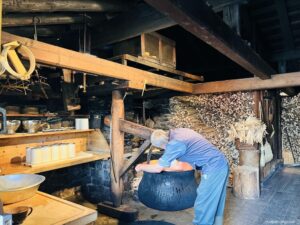 cheese making demonstration at Ballenberg swiss open air museum