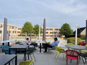 outside terrace and pool bar at the Novotel Dijon Sud hotel