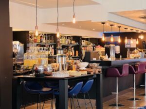 self service breakfast - juicing table at novotel dijon sud review