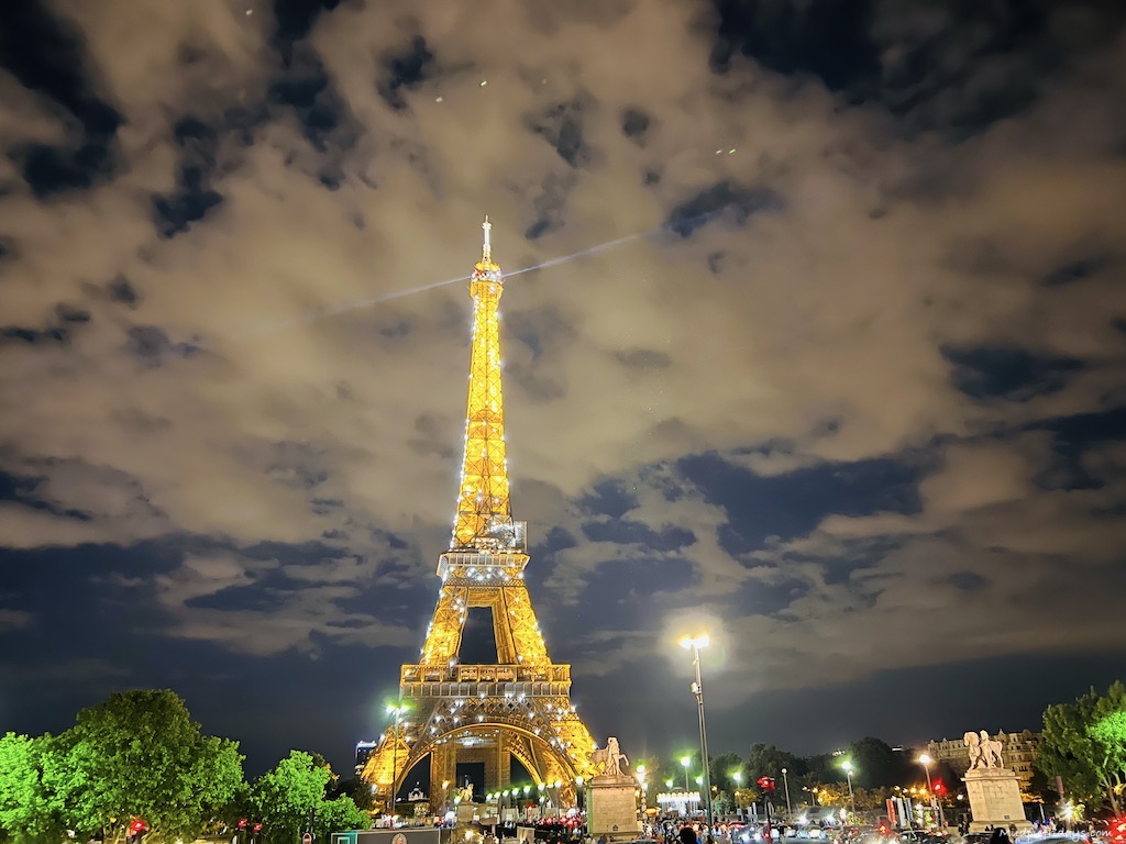 The Eiffel tower at night