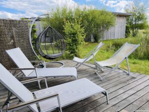 Outside veranda of our VIP Cottage that sleeps 4 Center Parcs France