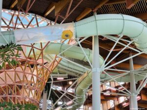 Aqualagon at Les Villages Nature Paris - large tube slide that runs around the top of the inside