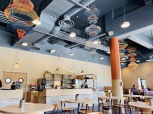Inside the Miam Miam Burger Bar at Villages Nature Paris