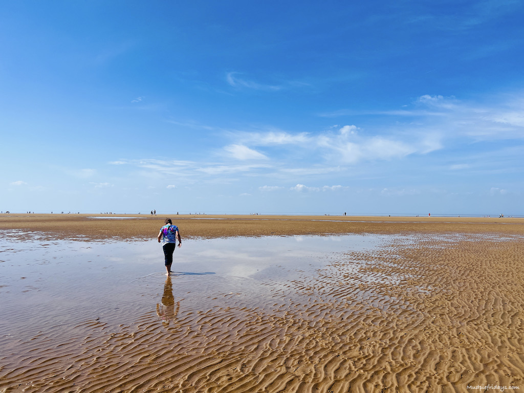 golden sands with the tide out at beaches