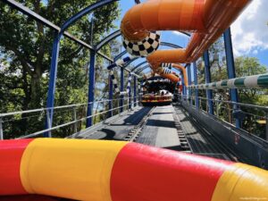 Oxygnerium - is one of my favourites. You are essentially in a giant rubber ring which is then let down a water slide. The heavier the cargo the more you spin around. Great fun. Go early in the day to avoid getting wet feet.