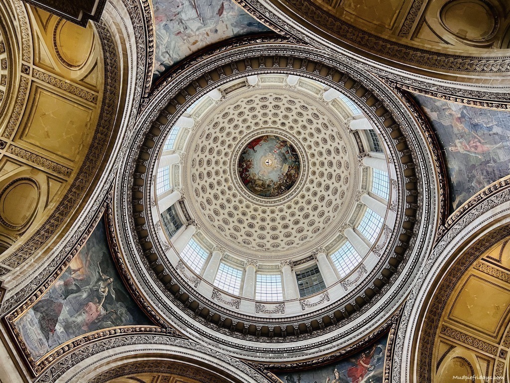 The interior of the Pantheon Paris looking up at the Dome