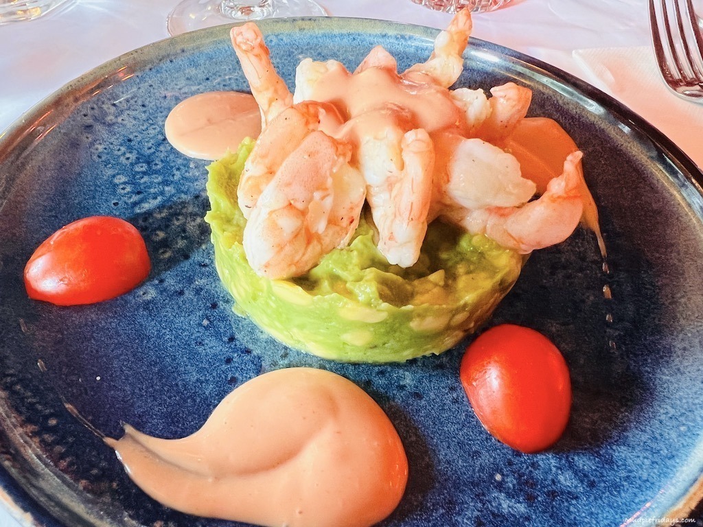 The prawn starter at La Flamme near the Arc de Triomphe