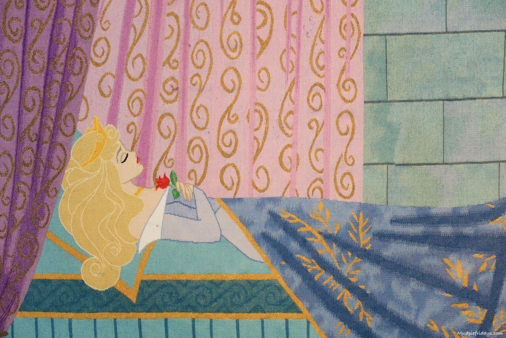 One of the tapestrys hanging in Sleeping Beauty Castle at disneyland Paris castle