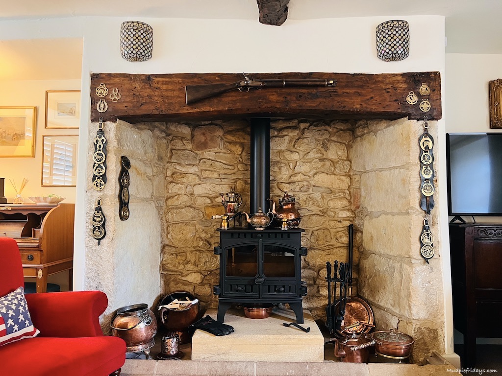 inglenook fireplace in Eastbury Cottage in Sherborne Dorset