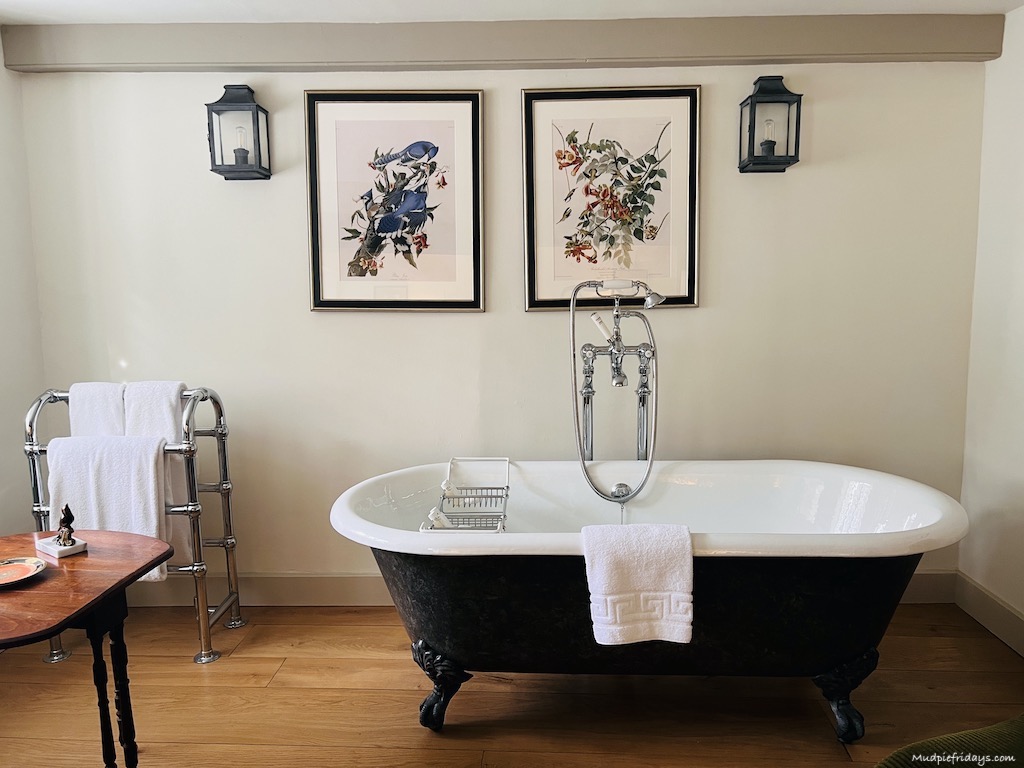 Free standing bath in the master suite at the Eastbury Hotel and Spa - spa hotel in Dorset