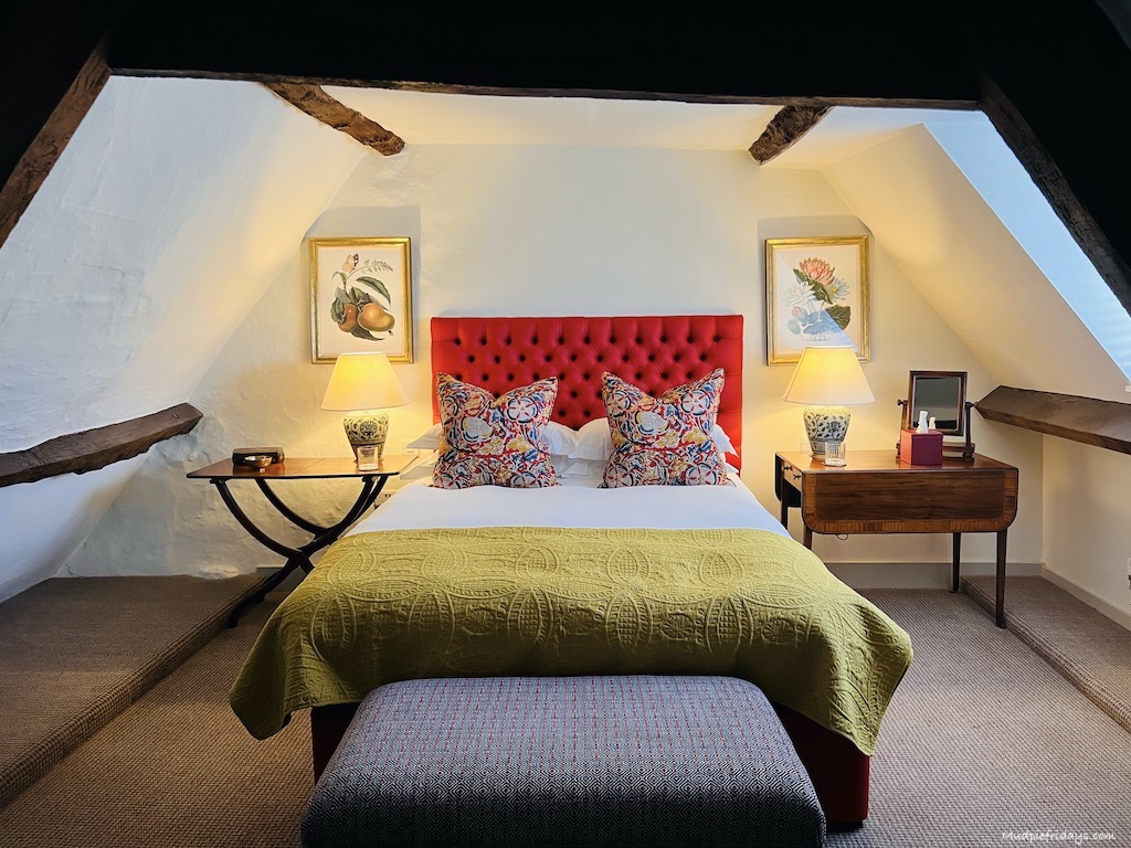 The bedroom in the attic at the Eastbury Hotel