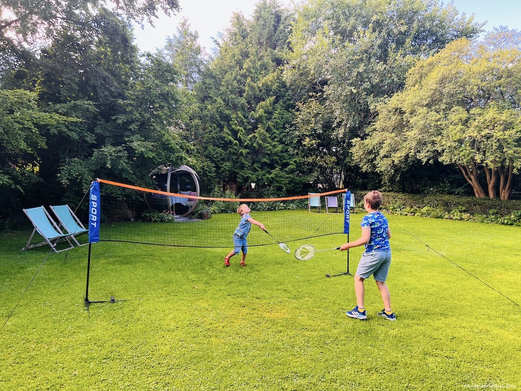 playing badminton in the walled garden at The Eastbury Hotel