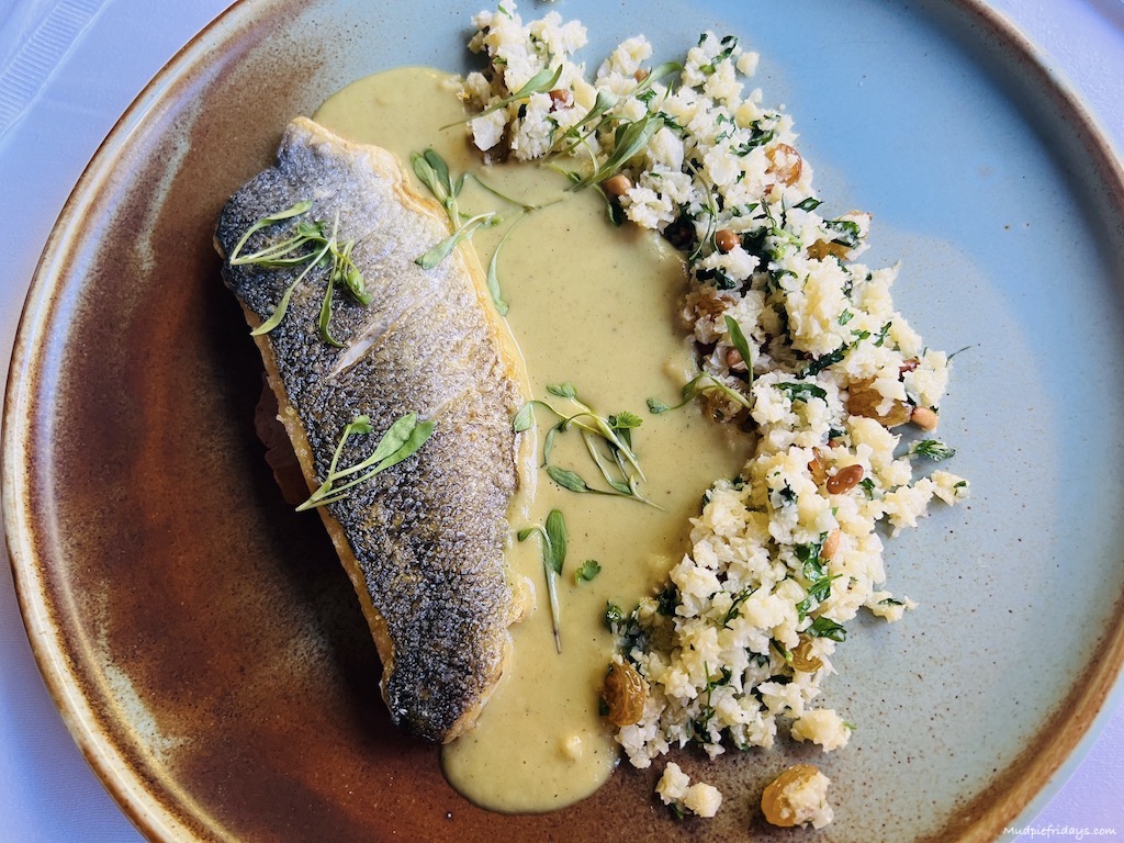 Main course at the Seasons Restaurant which is part of the Eastbury Hotel Sherborne
