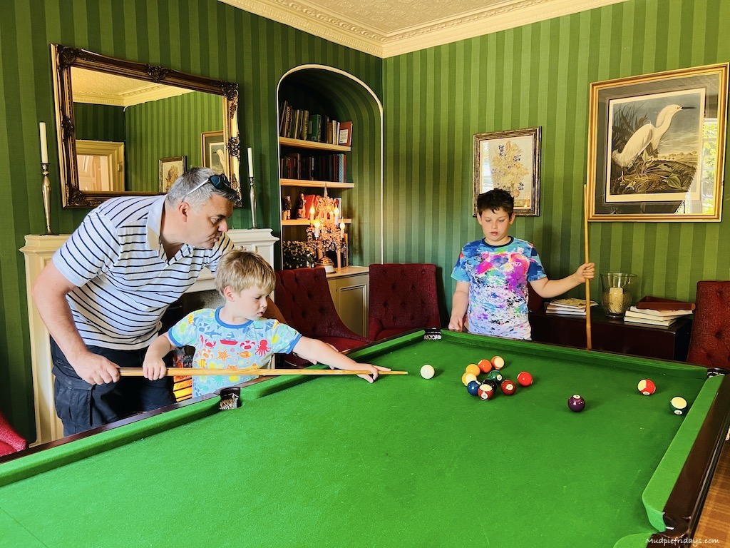 The boys playing pool at The Eastbury Hotel, Sherborne