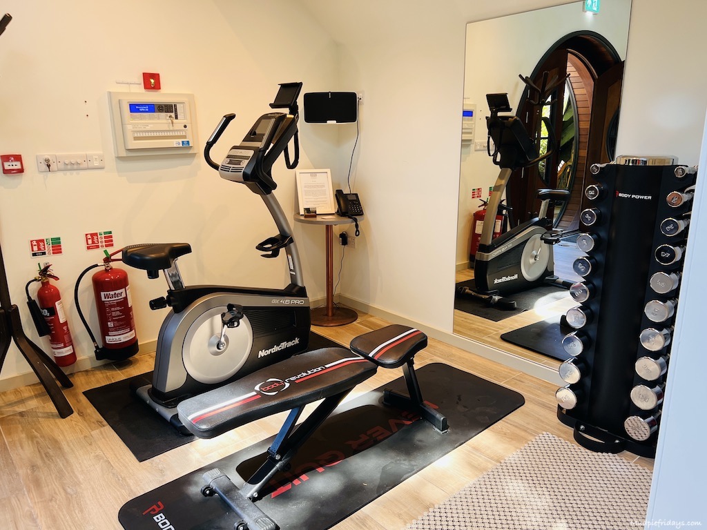 The mini gym in the spa at The Eastbury Hotel