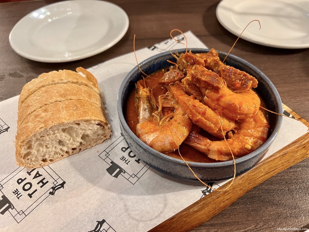 prawn starter at the Top Hat Restaurant next to Monopoly Lifesized