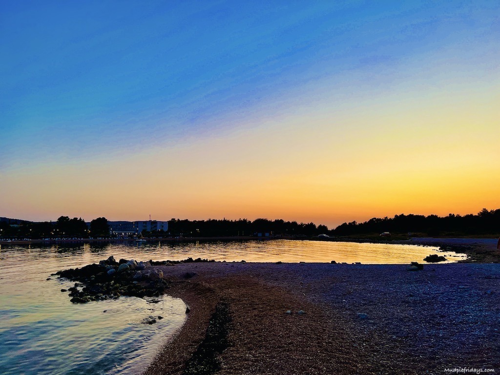 Podsolarsko Beach at sunset Sibenik strand