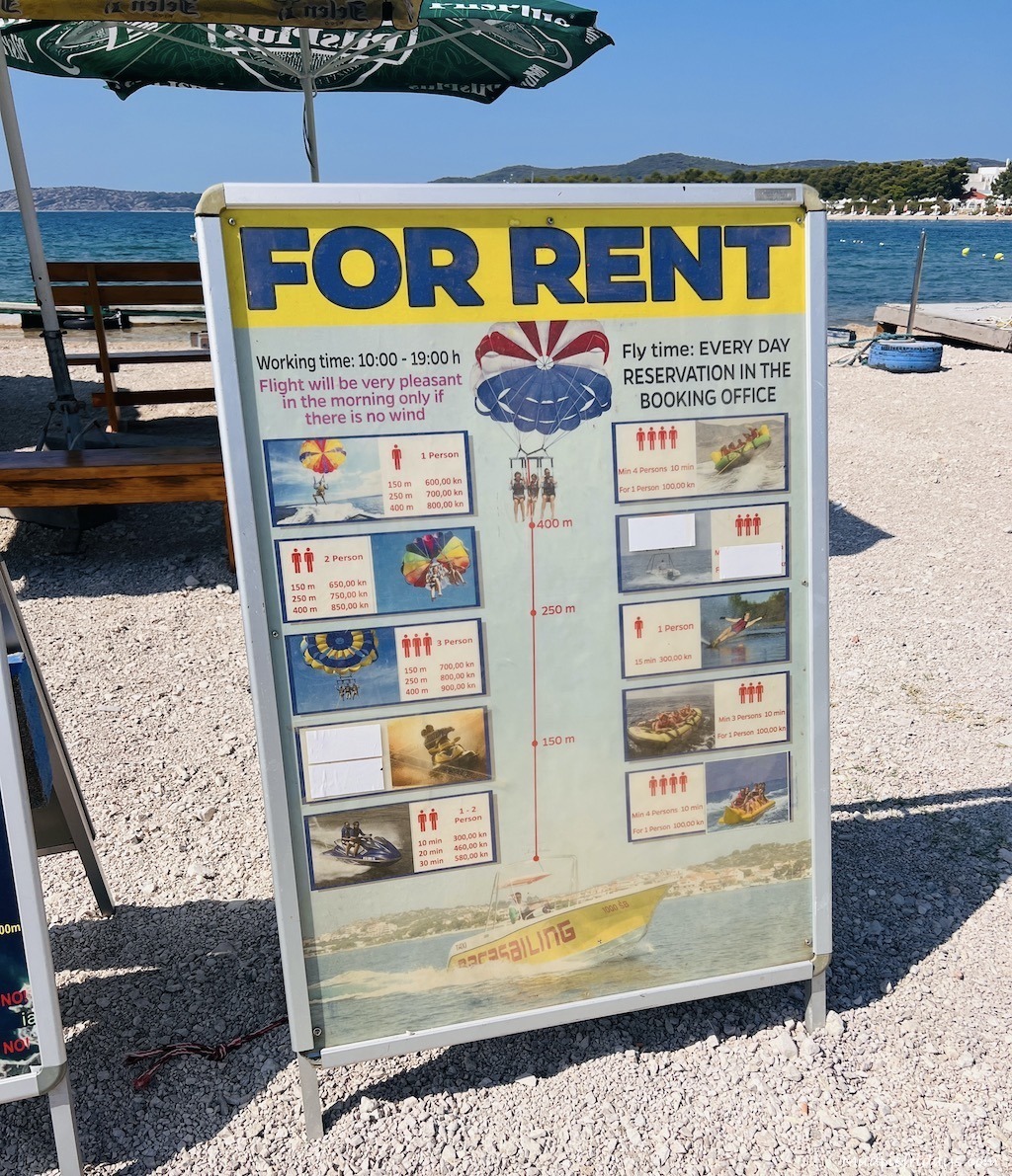 Jet ski and water sports prices at Podsolarsko Beach