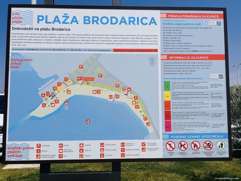 Map of walking to Rezaliste Beach or Brodarica