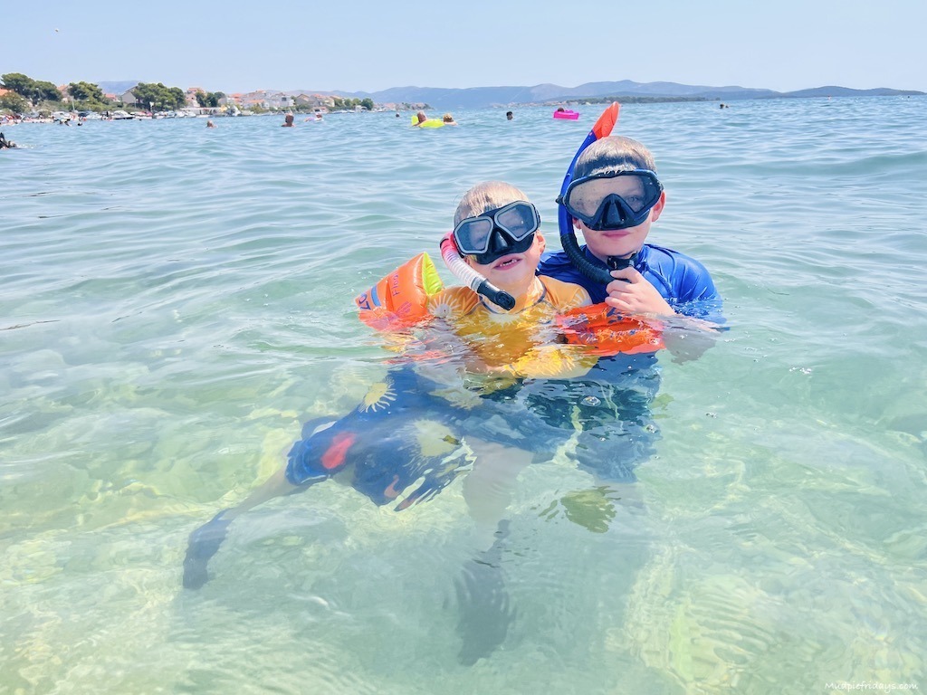 The boys snorkeling in Croatia