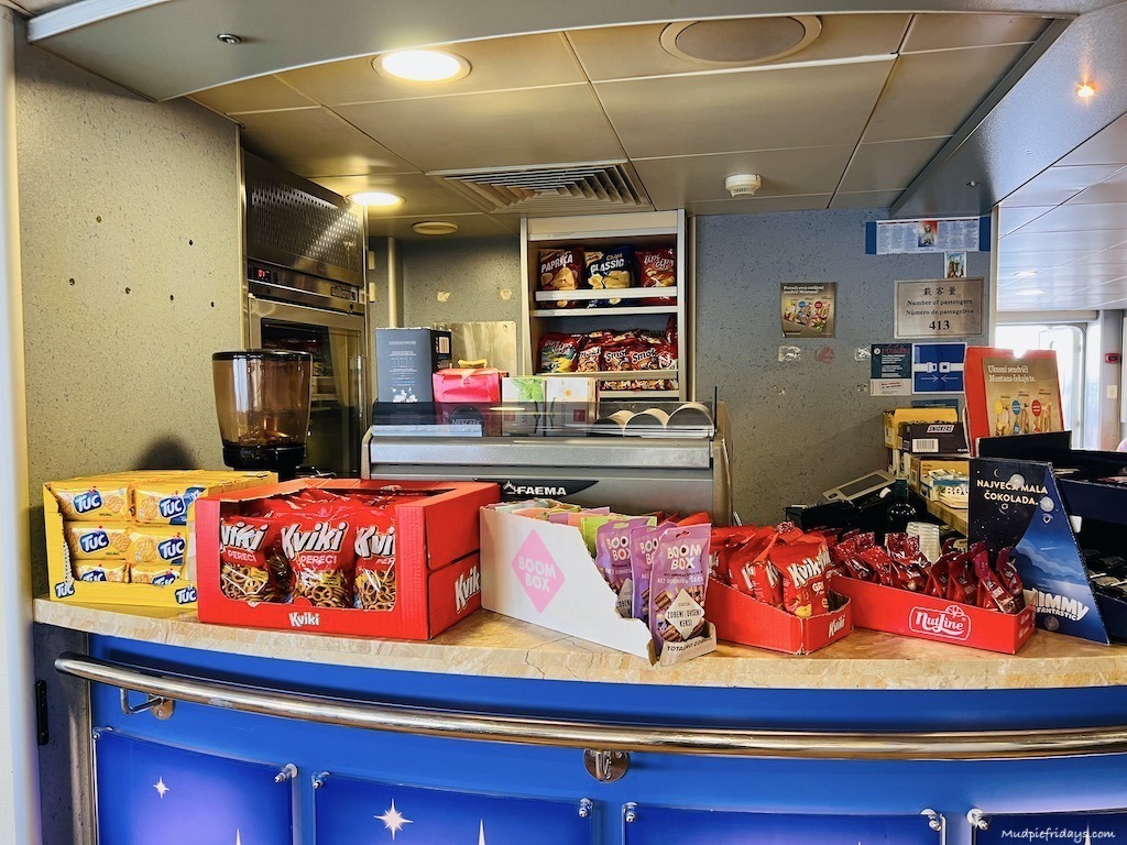 The snack bar on the split to dubrovnik ferry