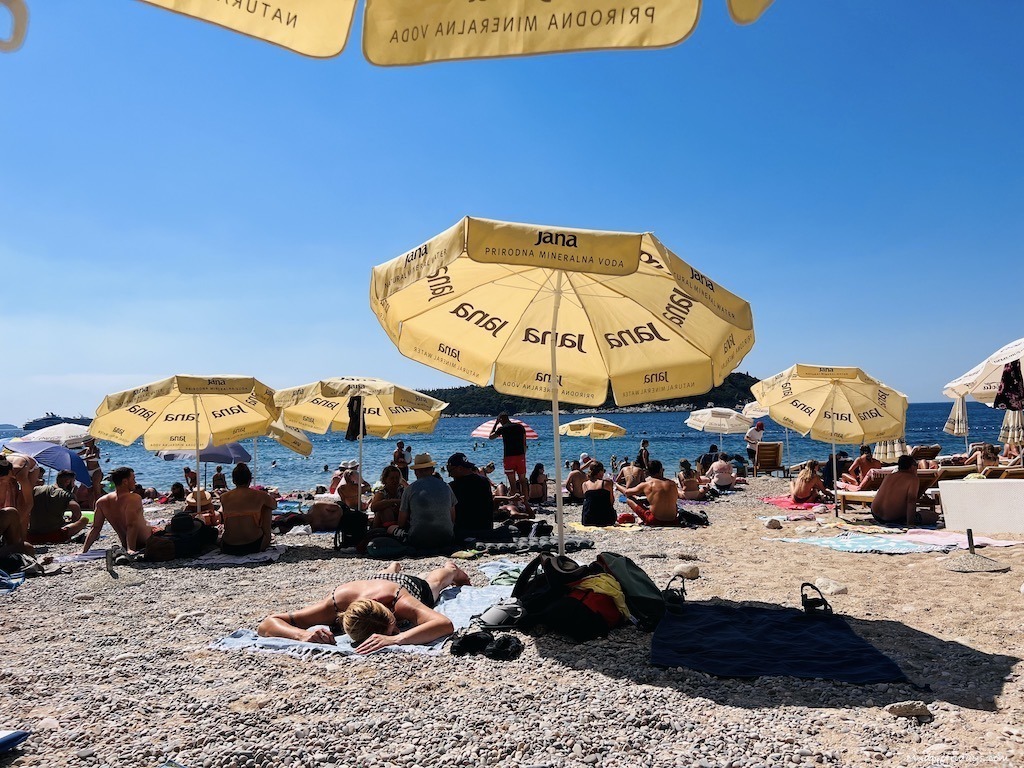 The umbrellas that you can hire on the beach