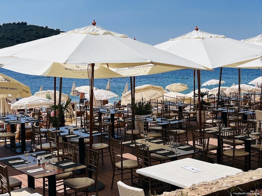 The beach club area on Banje Beach in Dubrovnik